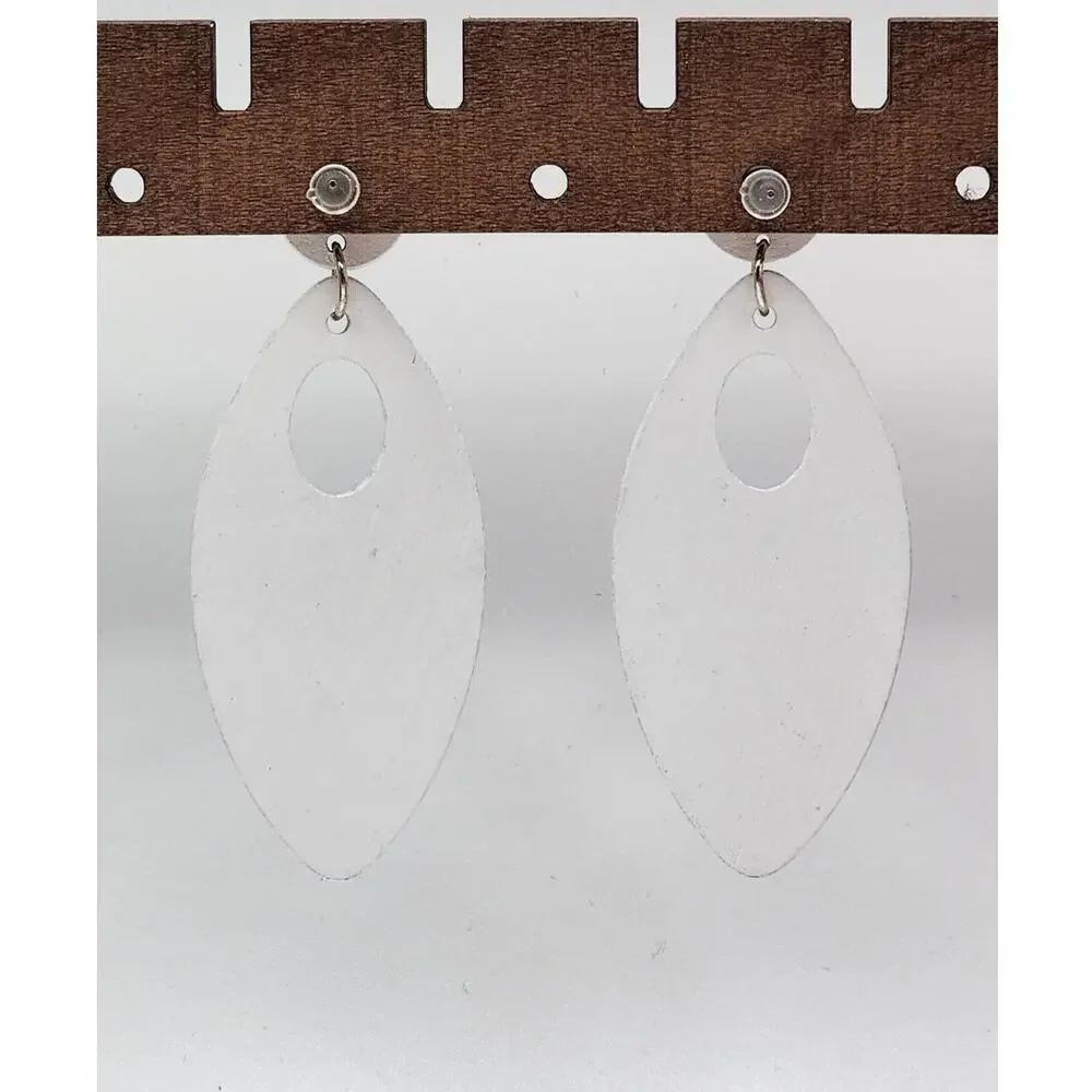 Boho Oval Open Hoop Geometric Swirl Pattern Dangle Statement Earrings